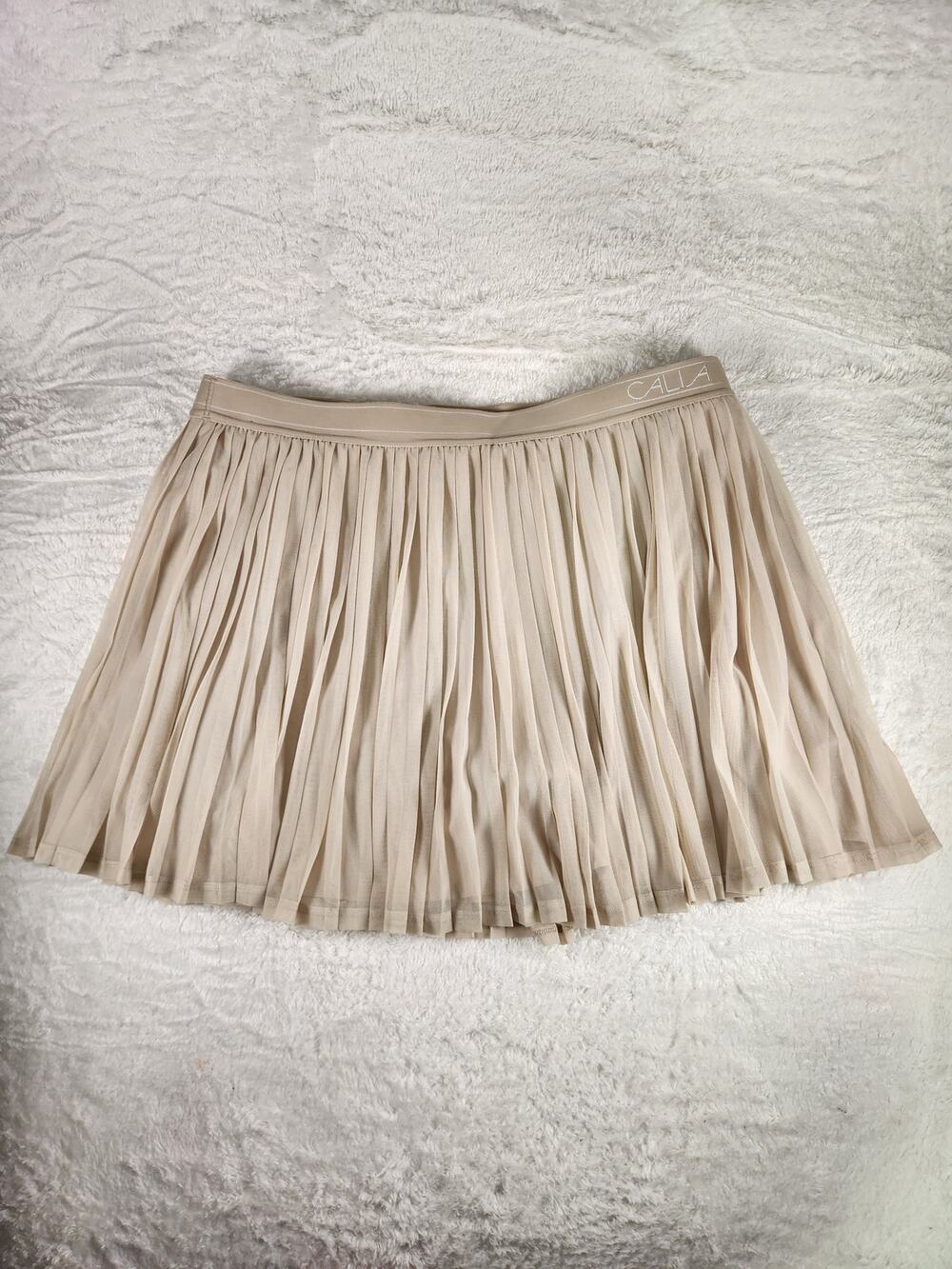 CALIA Court High-Rise Pleated Mesh Skort Womens XXL Khaki Sand NWT